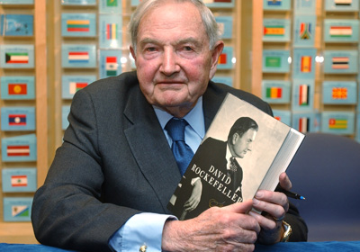 rockefeller with his book