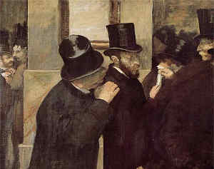 Ritratti alla Borsa Portraits la Bourse un dipinto a olio su tela di Edgar Degas di 100x82 cm conservato nel Mus e dOrsay di Parigi databile tra il 1878 ed il 1879