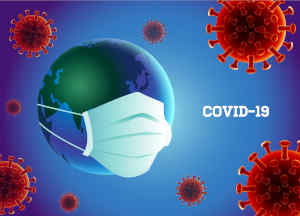 coronavirus covid 19 prevention with earth wearing mask