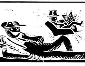 romano alquati worker with boss on knee