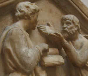 Platon et Aristote par Della Robbia détail