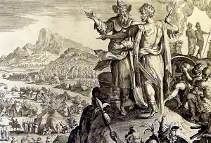 The Phillip Medhurst Picture Torah 580. Balaks sacrifices. Numbers cap 23 v 24. De Vos.jpg
