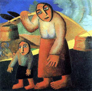 kazimir severinovich malevich peasant woman with buckets and a child