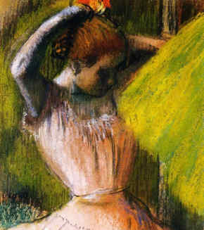 dancer arranging her hair 1902 edgar degas