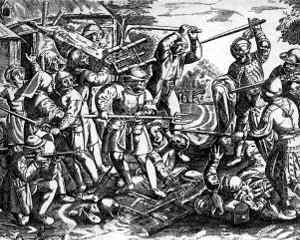 eventi tedesco guerra dei contadini 1524 1526 i soldati che attacca un cascinale incisione su rame da domenicus custos circa 1560 16 bjw8nx
